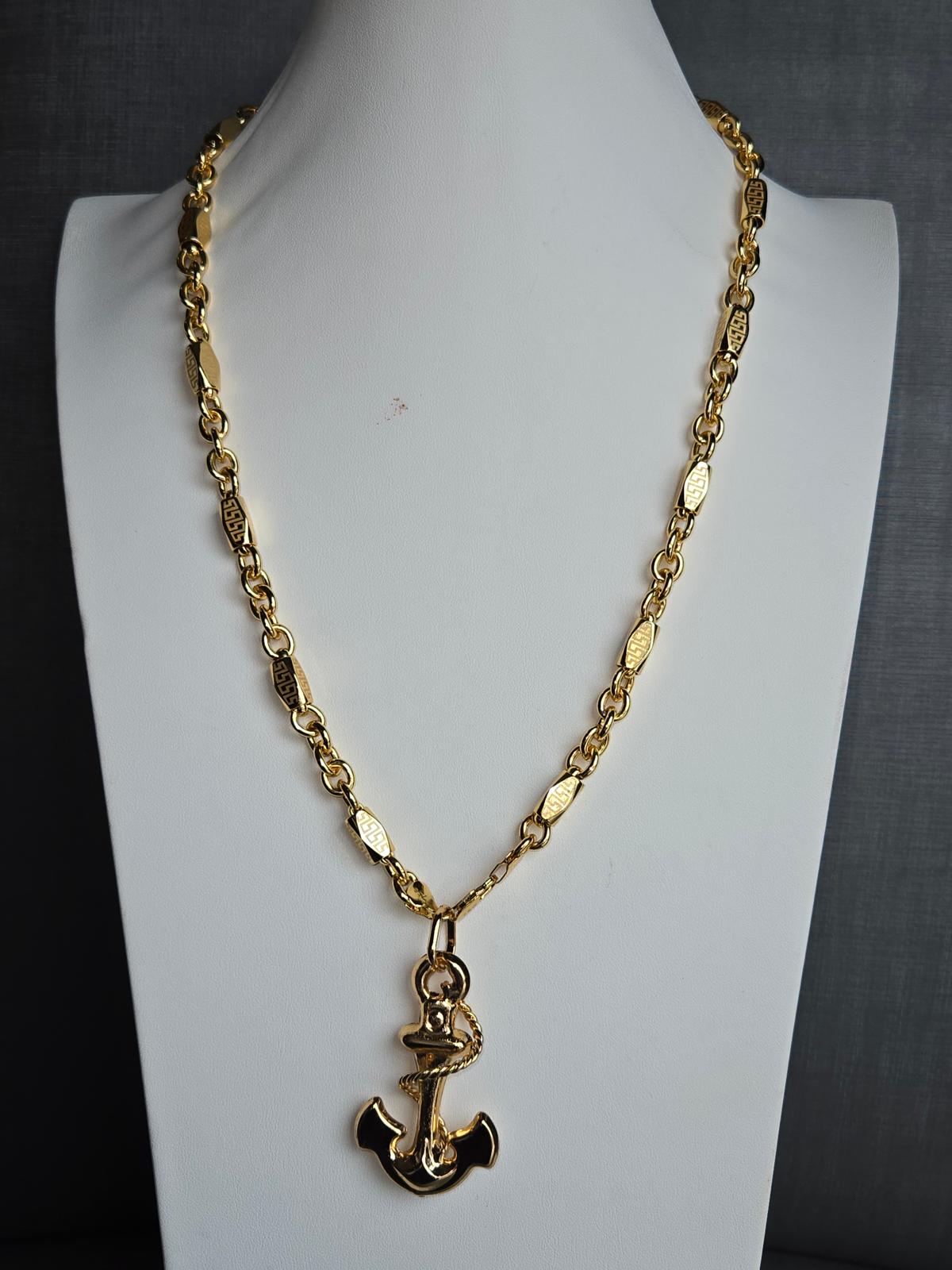 Gold-Plated Anchor Pendant Necklace