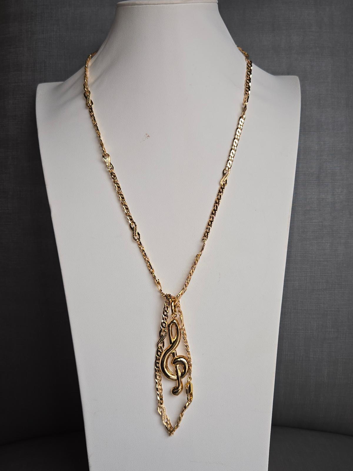 Gold-Plated Treble Clef Pendant Necklace