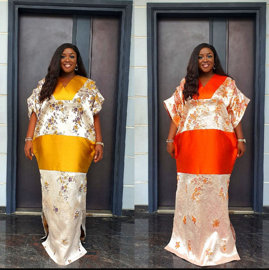 AFRICAN Royal Floral Satin Boubou