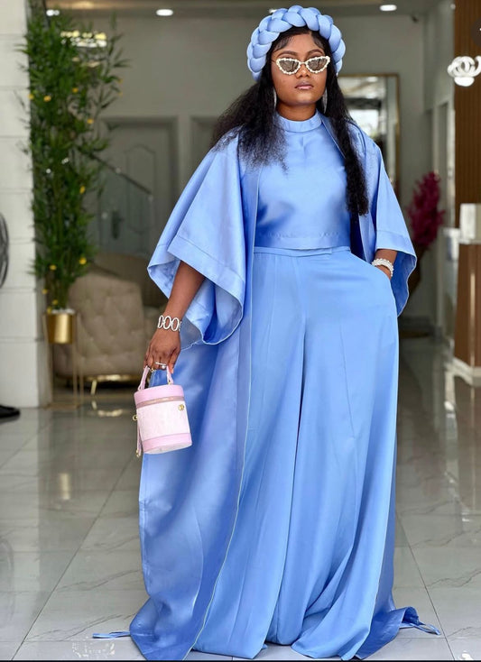 AFRICAN BROCADE Royal Blue Elegance Palazzo Set
