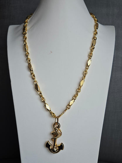Gold-Plated Anchor Pendant Necklace