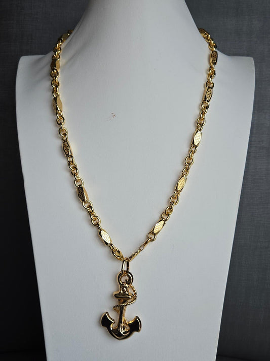 Gold-Plated Anchor Pendant Necklace