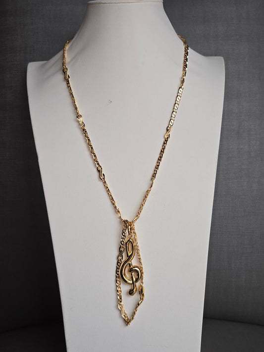 Gold-Plated Treble Clef Pendant Necklace